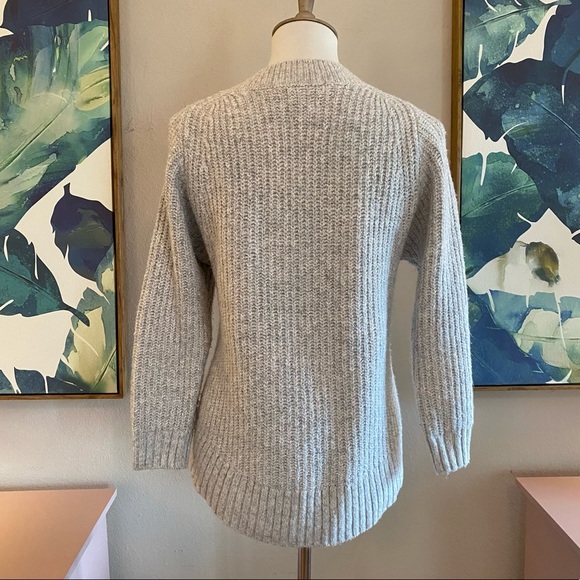 Lou & Grey High Low Scoop Sweater Gray 3/4 Sleeves - Picture 3 of 7